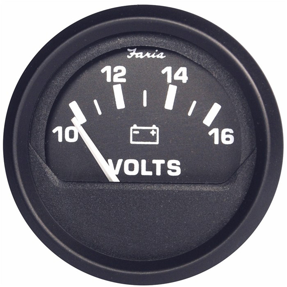 Faria Euro Black 2" Voltmeter (10-16 V) [12821]