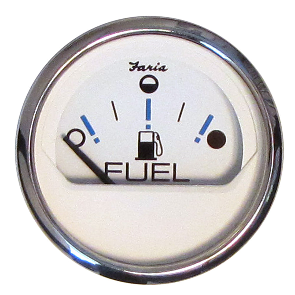 Faria Chesapeake White SS 2" Fuel Level Gauge - Metric (E-1/2-F) [13818]